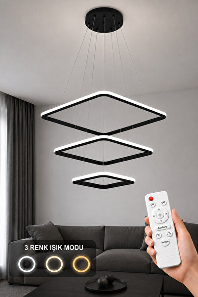 AvizeGO Melo 3'lü LED Sarkıt Avize 3 Renk Kumandalı