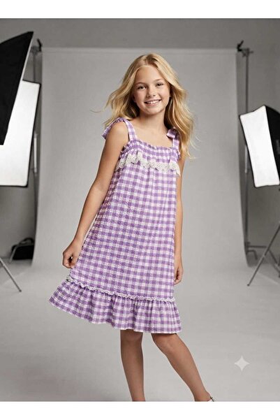 Hilal Akıncı Kids Rochie lungă țesătă Gingham pentru fete