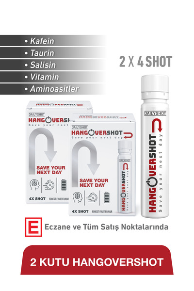 DAILYSHOT HangoverShot Kafein, Taurin, Vitamin ve Aminoasitler İçeren Gıda Ta...