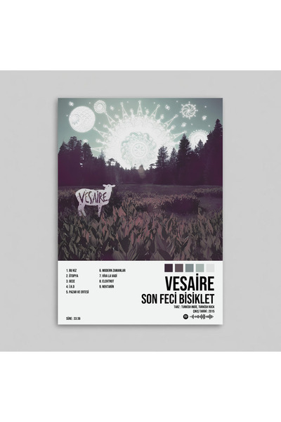 Orendart Son Feci Bisiklet - Vesaire Albüm Spotify Çerçevesiz Tasarım Poster