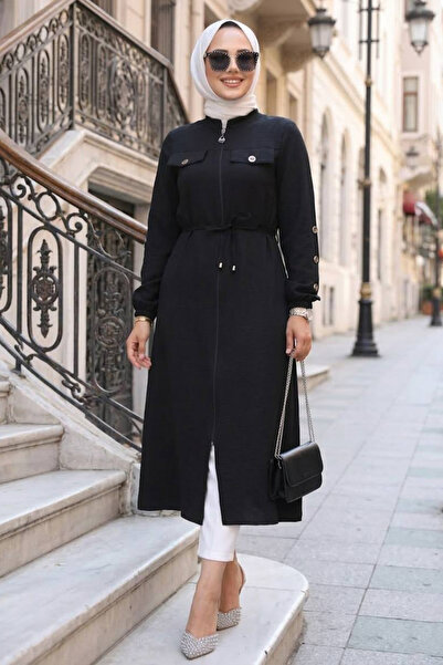 Neva Style Düğmeli Siyah Tesettür Tunik 645S