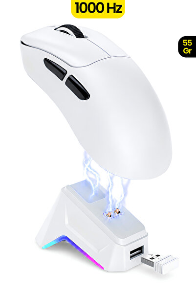 gameagle Iceberg Pixart3311 Şarjlı RGB 55gr 12800DPI [2.4Ghz-Bluetooth-Kablol...