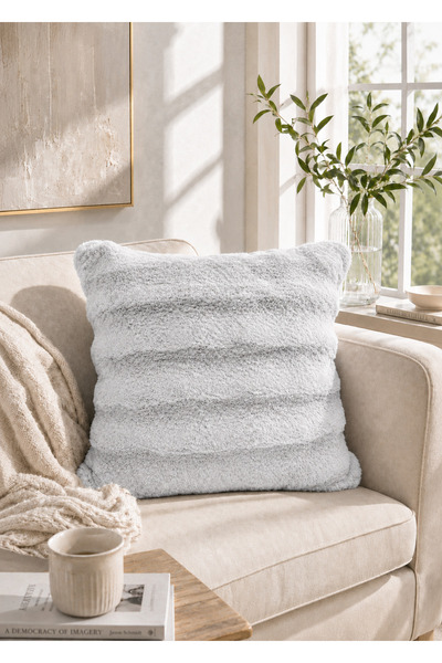 Bella Home 45X45 Rabbit Feather Throw Pillow Cover |   Set of 2 |   Soft Text...
