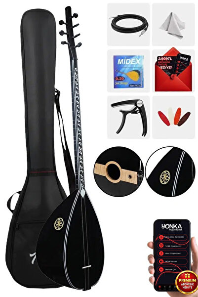 Yonka B-145U Uzun Sap Ceviz Ağacı Siyah İnci Kaliteli Gürgen Sap Saz Bağlama ...