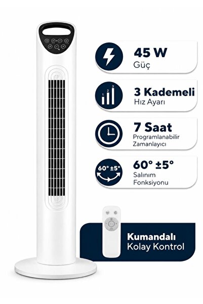 SMAYLİNG Yeni Nesil Vantilatör Serinletici | Kumandalı Kule Tipi, Uyku Modu +...