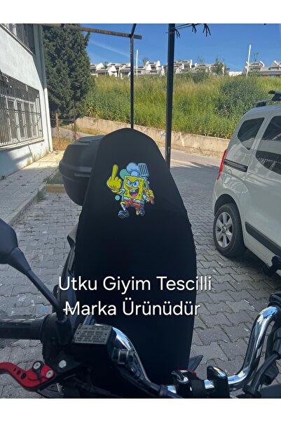 Utku Giyim SÜNGER BOB DESENLİ MOTOSİKLET SELE KILIFI SİYAH RENK LİKRALI SARAN...