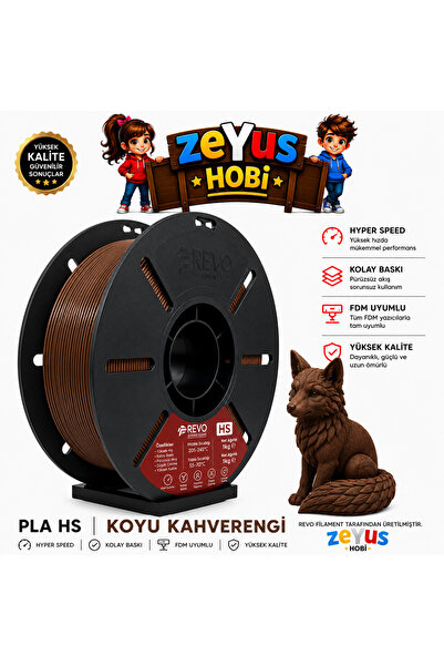 ZEYUS HOBİ Generic PLA HS Hyper Speed Filament – KOYU KAHVERENGİ | 1.75 mm | ...