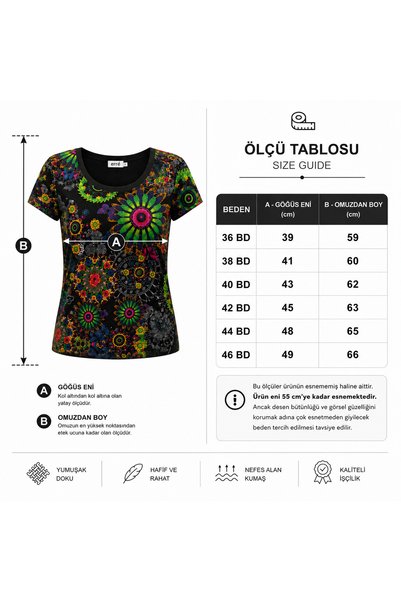 ERLINE Tricou elastic cu decolteu în V și imprimeu pentru femei