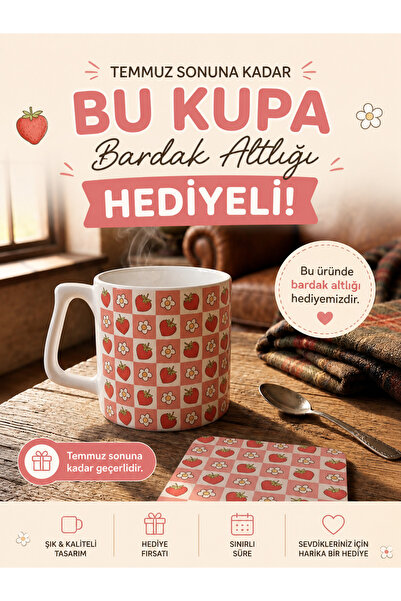 Eylül Design Strawberry Daisy Dream Special Design Printed Luxury Ceramic Mug...