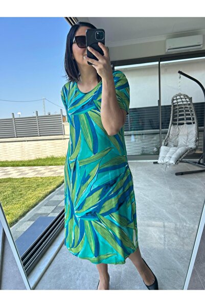 charamela Kadın büyük beden örme elbise yeşil -