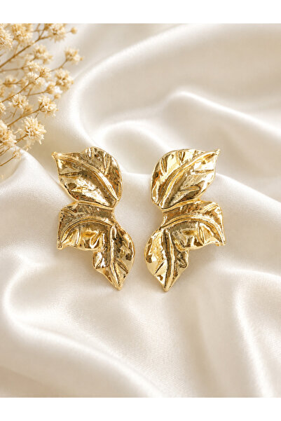 ankadizayn Wave Leaf Gold Detail Earrings