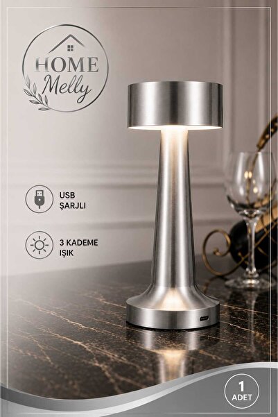 btm home USB Şarjlı Dokunmatik LED Masa Lambası – 3 Işık Modlu, Renkli, Kadem...