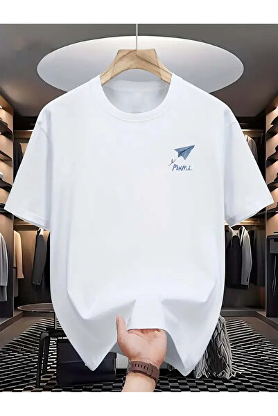 Pink Sky Unisex majica sa širokim izrezom i papirnatim avionom
