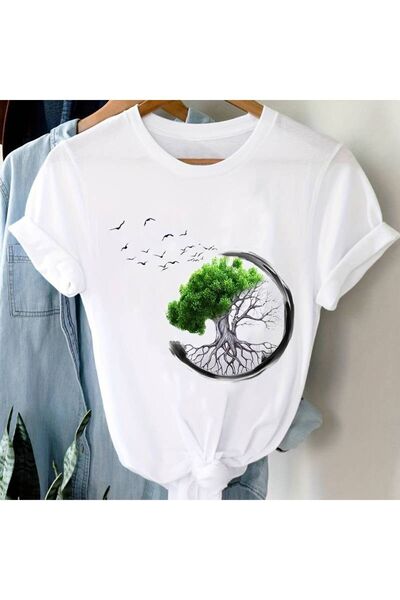 Pink Sky Plus Size Tree Divne ženske T-shirt
