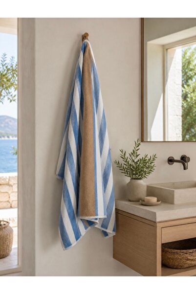 GA Gleam Atelier 100% Cotton Bath Towel, 100*180 Cm, Striped Multi-Color