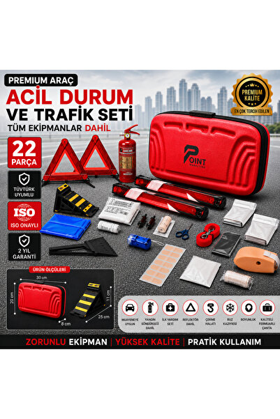 point marketing Araç Muayene Uyumlu 22 Parça Acil Durum ve Profesyonel Trafik...