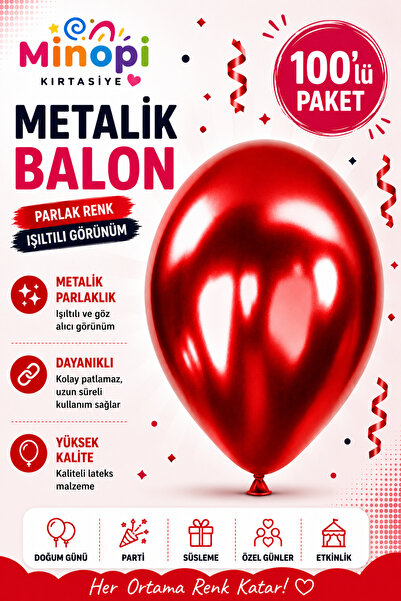 Minopi Red Balloon Patternless Colorful Balloon Metallic Balloon Normal Size ...