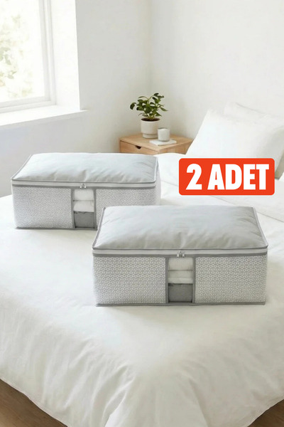 EVSELLA 2'li Set - Beyaz Çizgili Pencereli Büyük Boy Baza Altı & Çekyat Altı ...