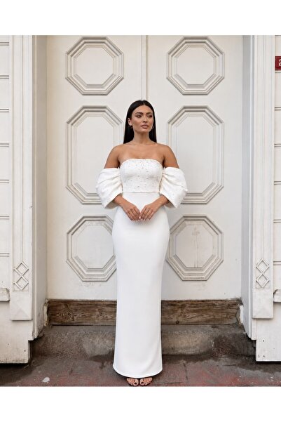 Modafeminen Rochie de seară din țesătură elastică scuba, fără bretele, cu mân...