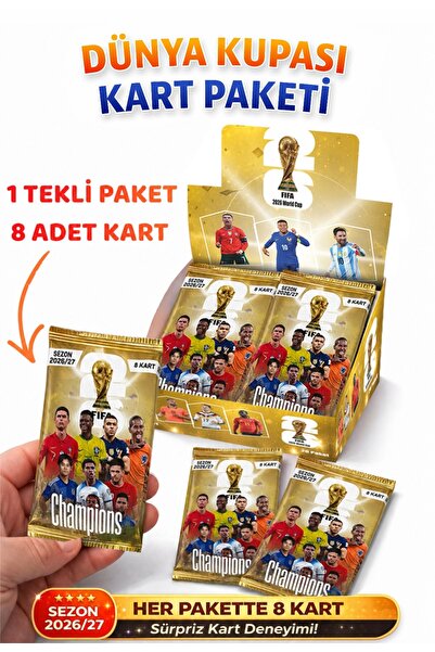 süper final 2026 Dünya Kupası Futbolcu Kartları 20 Paket 160 Adet Futbol Kart...