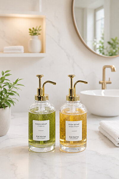 KaiHome Set of 2 Glass Hand Soap / Dish Soap Soap Dispensers