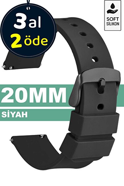 Trendburada 20mm Saatlerle Uyumlu Soft Silikon Saat Kordonu Kayışı