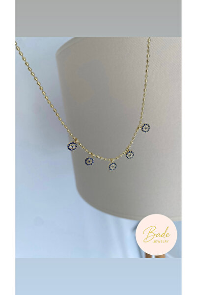 Bade Jewelry قلادة أنيقة من الفولاذ المقاوم للصدأ بتصميم FD Gold 5 صفوف مع تف...
