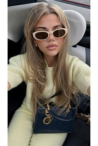 corcishop Laurent Slim Design Thin Uv400 Unisex Cream Beige Brown Sunglasses
