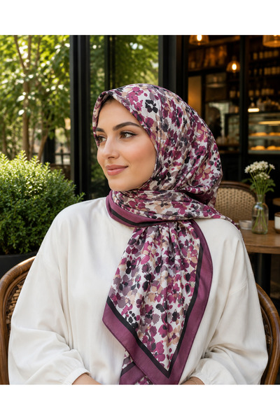 Hira İpek Scarf Renkli Çiçekli Desenli Eşarp