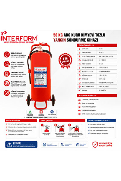 İNTERFORM YANGIN SÖNDÜRME VE GÜVENLİK SİSTEMLERİ 50 KG ABC KURU KİMYEVİ TOZLU...
