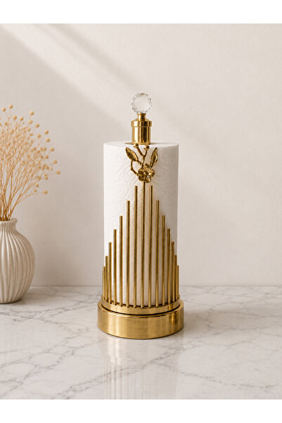 TrendBanyoMutfak Decorative Metal Paper Roll Towel Holder |   Gold Color Kitc...
