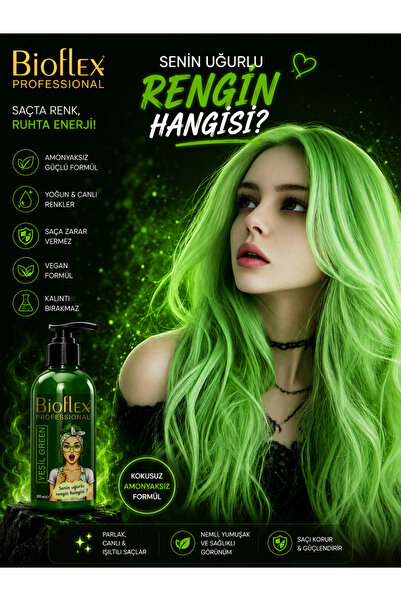Bioflex Natural Hair Color Geçici-renkli Amonyaksız Yeşil Renkli Saç Boyası 2...