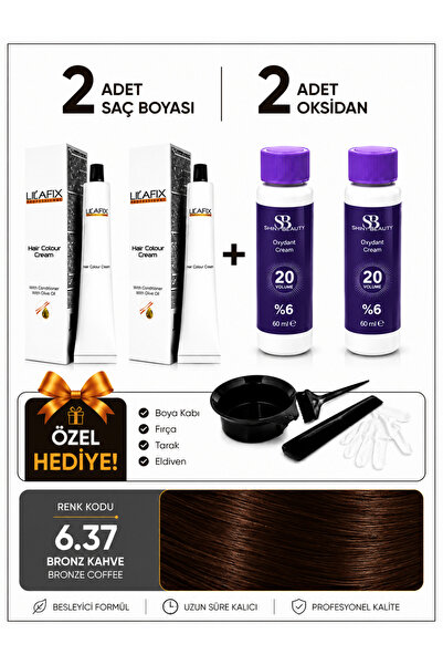 Bronz Kahve 6.37 Saç Boyası Seti 2'li + %6 20 Vol Oksidan + Boyama Hediye Seti