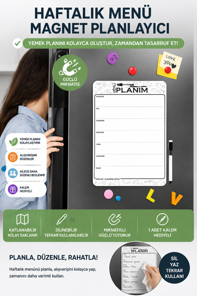 Dünya Magnet Hafalık Menü Magnet Planlayıcı , Katlanabilir Silinebilir Mıknatıslı Yazı Tahtası