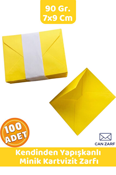 İstisna 100 Adet Sarı Renkli Küçük Zarf 7x9 Cm 90 Gr. Kendinden Yapışkanlı Mi...