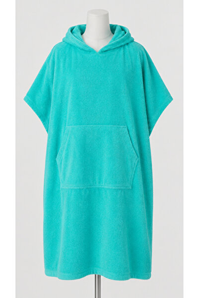 Asva Home Turquoise Welsoft (Medium Thick Fabric) Hooded and Pocketed Poncho ...