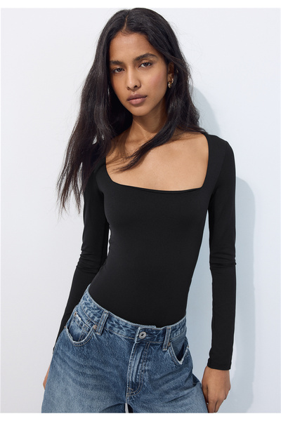 Stradivarius Kare yaka poliamid body