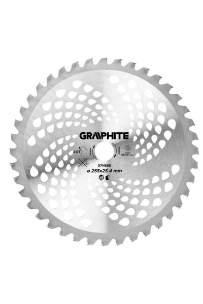 graphite Disc circular vidia pentru motocoasa/trimmer, 255x25.4 mm, 40 dinti,