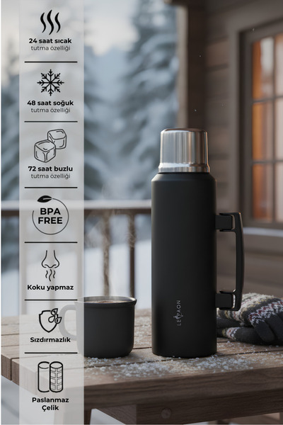 Le Paon ‎ 1.5 Liter, 304 Stainless Steel Thermos, with Folding Handle, Keeps ...