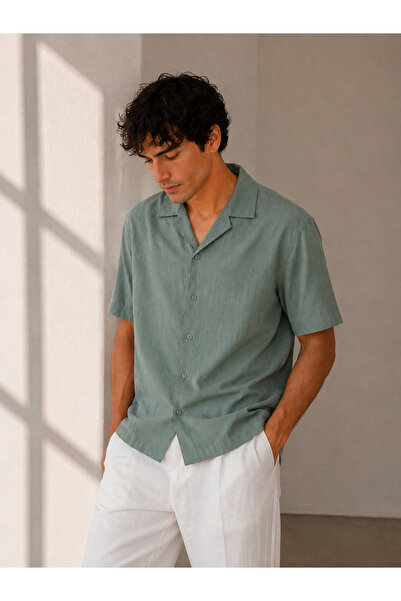Wise Men's Cotton Linen Short Sleeve Shirt