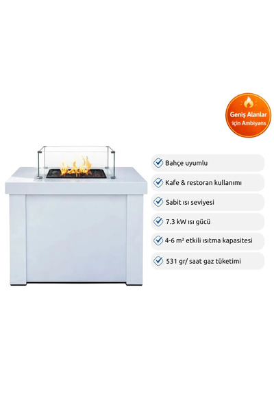 Aygaz Lhotse 817-B LR Dış Mekan Isıtıcı - Lav Taşlı - Beyaz