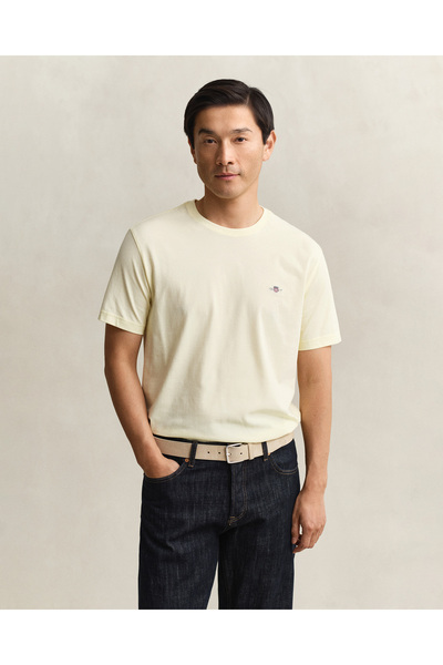 Gant Erkek Sarı Bisiklet Yaka Regular Fit Logolu T-Shirt