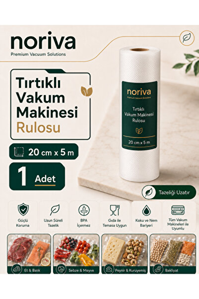 Noriva 20 Cm X5 M. Rulo Tırtıklı Ev Tipi Vakum Makinesi Poşeti- Torbası