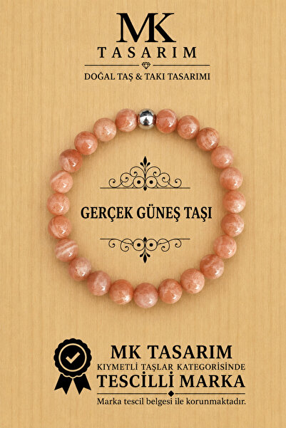 MK tasarım Real Sunstone - Pearl Bracelet – Mkt.1.101.39 Relaxing, Tranquilit...