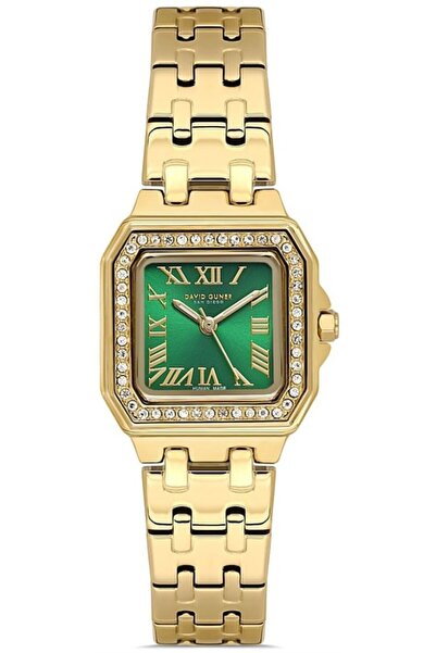 DAVID GUNER Dg-8866La-B10 Minimal Stone Square Dial 3 Atm Water Resistant Gol...