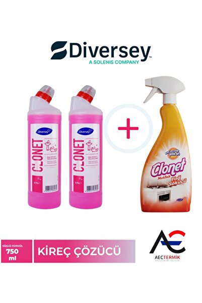 Diversey Clonet ekstra Kireç sökücü 2 adet + Mutfak Yağ Sökücü 1 Adet - 3 lü SET