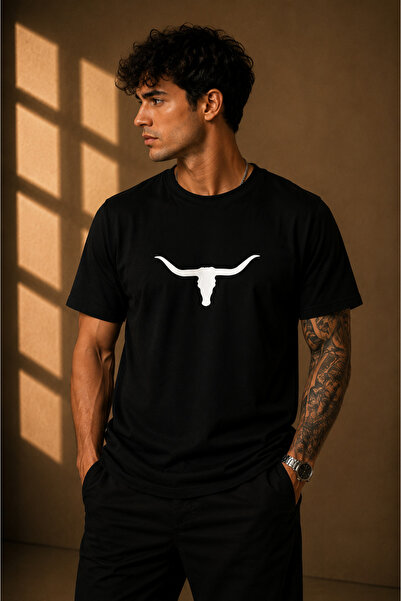 Clothify Unisex Large Size Bulls Head Printed 100% Cotton A++ Oversize Tshirt