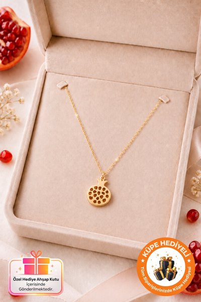 Lucente Jewellery Orijinal Bereket Nar Kolyesi 925 Ayar Gümüş Gold Kaplama Aş...