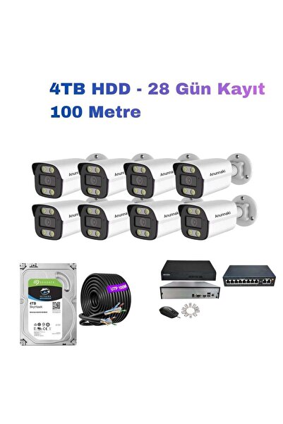 Hsc bilişim 8'Li 5Mp Poe Ip Kamera Seti | Hikvision Nvr | Ses Kayıtlı | 4Tb H...
