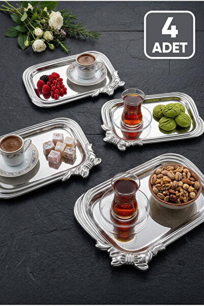 AKSESUAR EVRENİ Sulden Coffee Presentation Tray Stainless Steel Decorative Pr...